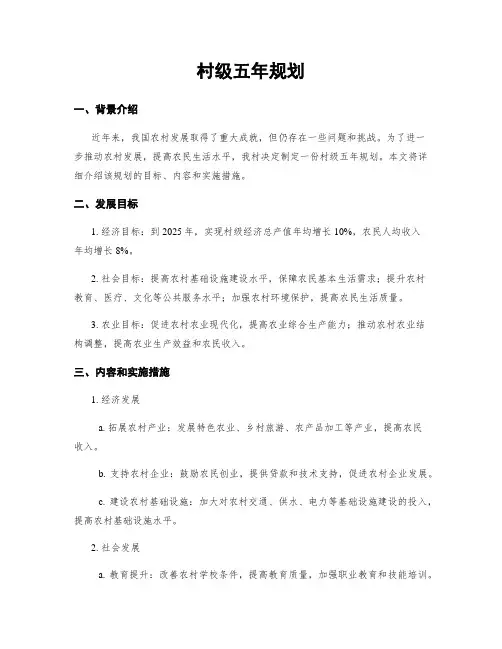 村级五年规划