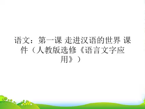 高中语文 第一课走进汉语的世界课件 新人教版选修《语言文字应用》