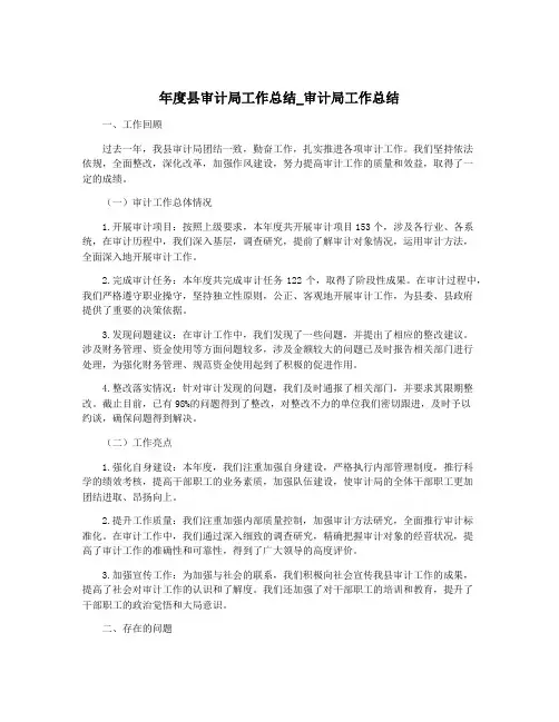 年度县审计局工作总结_审计局工作总结