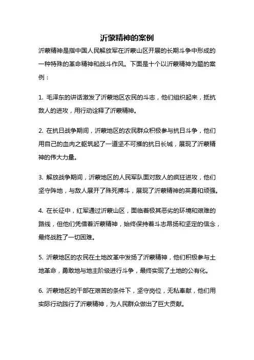 沂蒙精神的案例