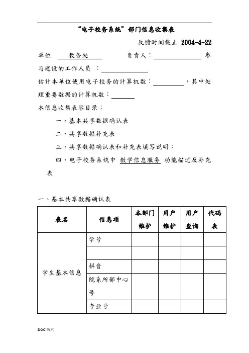 某公司部门信息收集表8