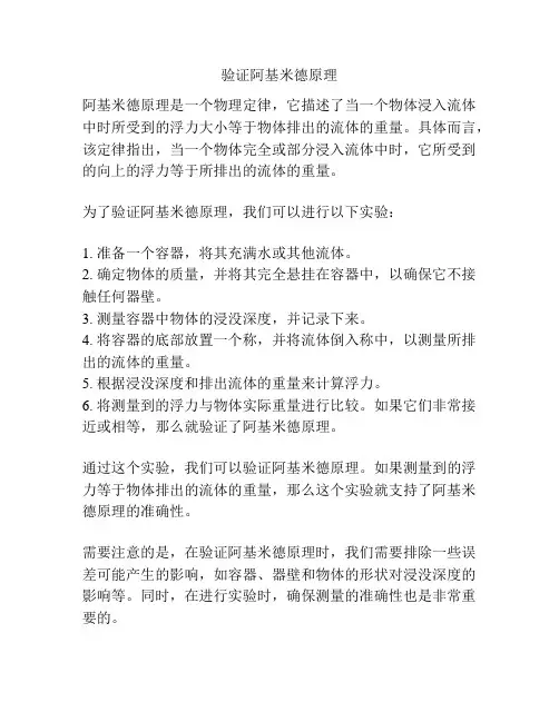 验证阿基米德原理