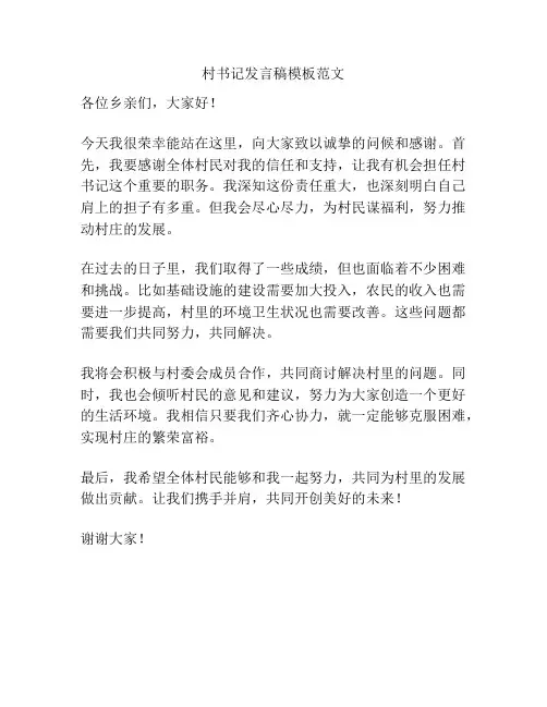 村书记发言稿模板范文
