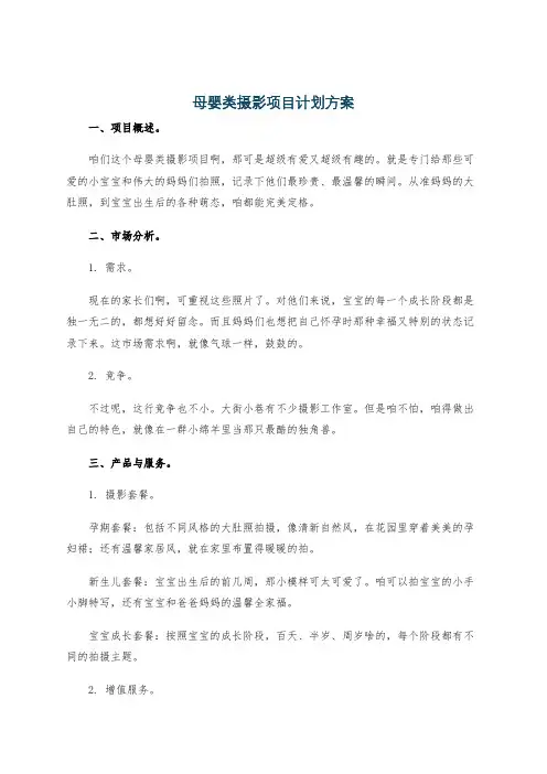 母婴类摄影项目计划方案
