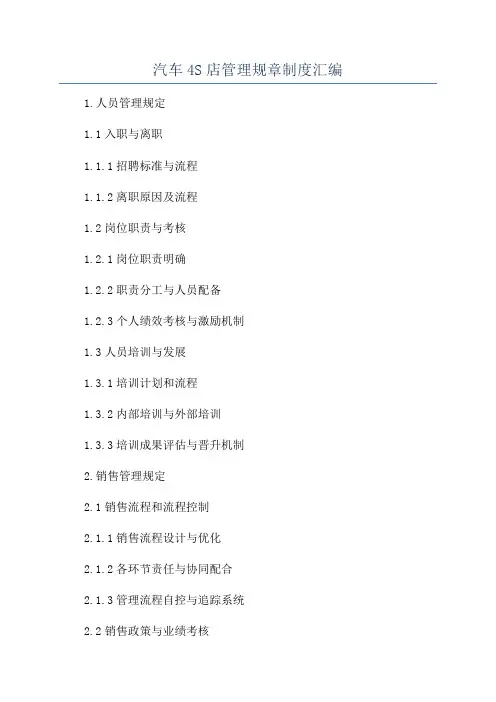 汽车4S店管理规章制度汇编