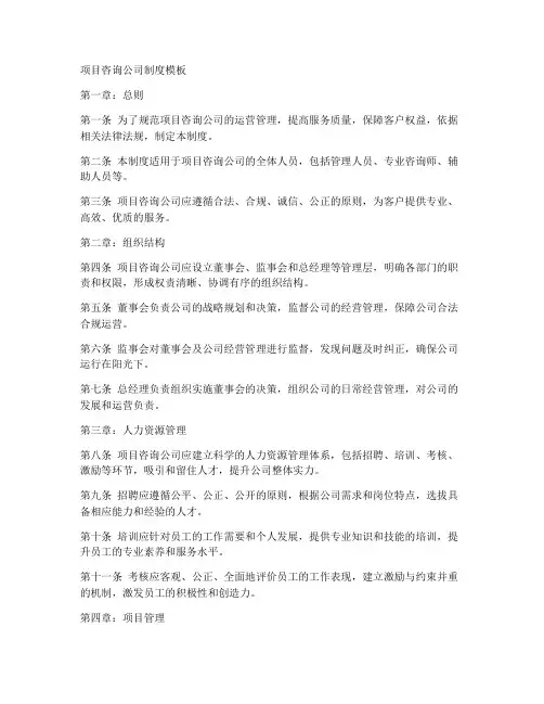 项目咨询公司制度模板