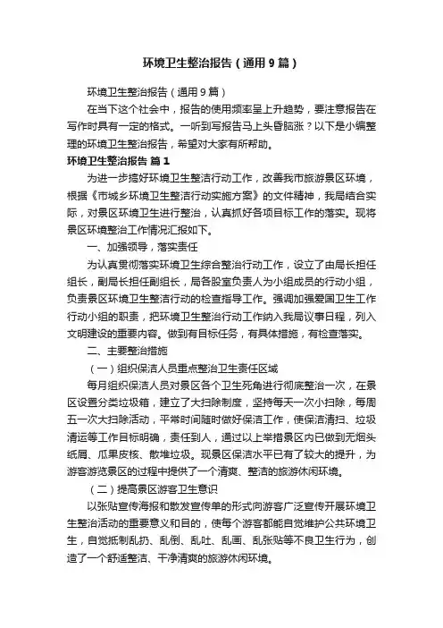 环境卫生整治报告（通用9篇）