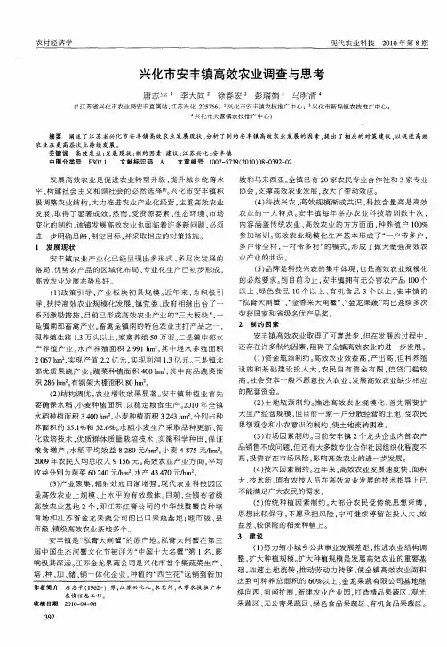 兴化市安丰镇高效农业调查与思考