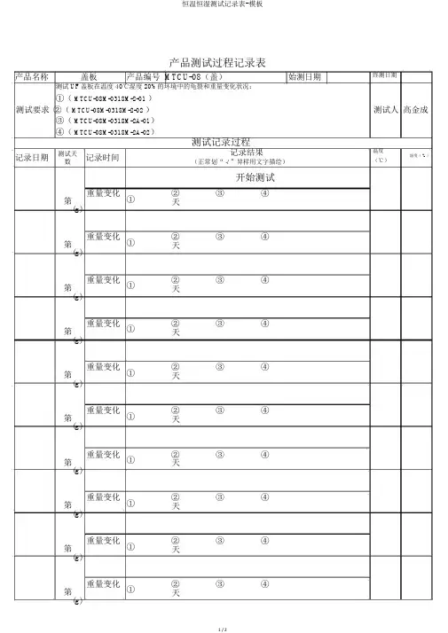 恒温恒湿测试记录表-模板
