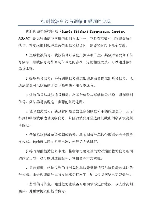 抑制载波单边带调幅和解调的实现