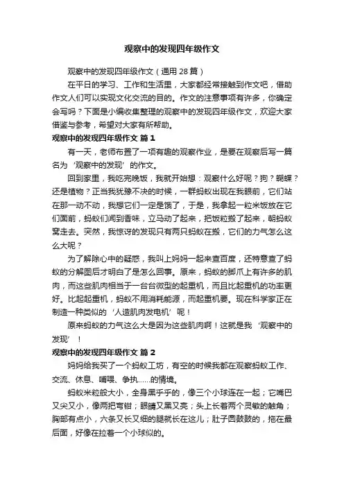 观察中的发现四年级作文（通用28篇）