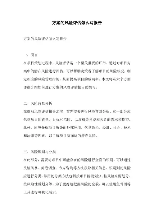 方案的风险评估怎么写报告