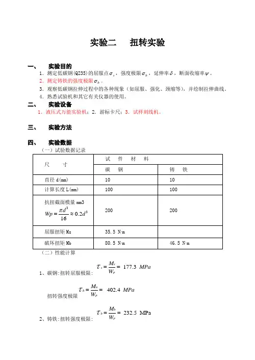 材料力学实验-扭转