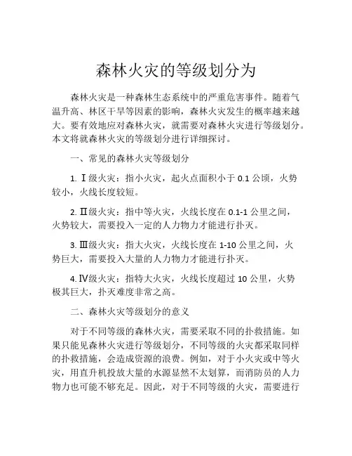 森林火灾的等级划分为