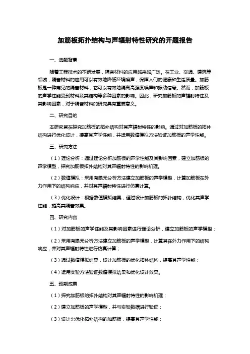 加筋板拓扑结构与声辐射特性研究的开题报告