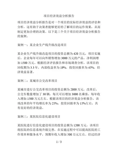 项目经济效益分析报告