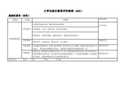 大学生综合素质评价细则(试行)
