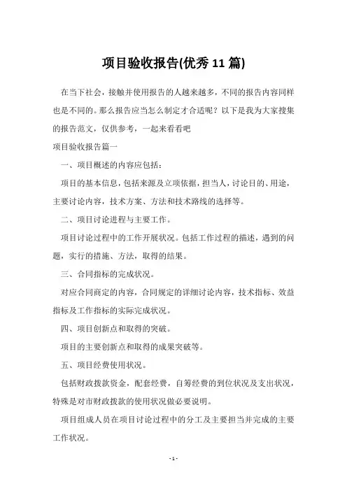 项目验收报告(11篇)