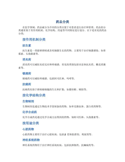 药品分类资料