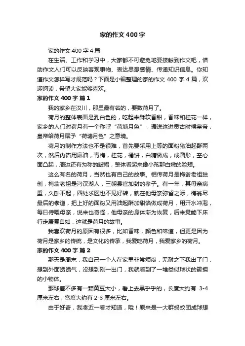 家的作文400字4篇