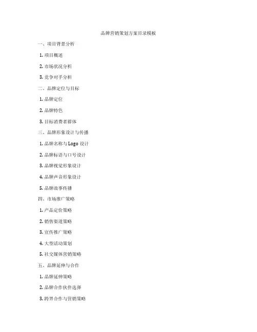 品牌营销策划方案目录模板