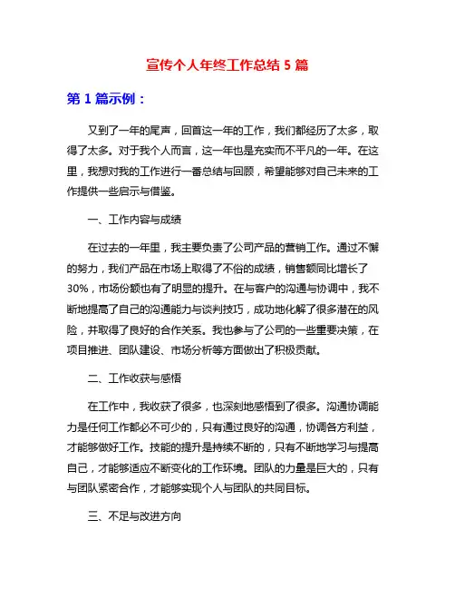 宣传个人年终工作总结5篇