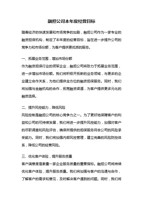 融担公司本年度经营目标