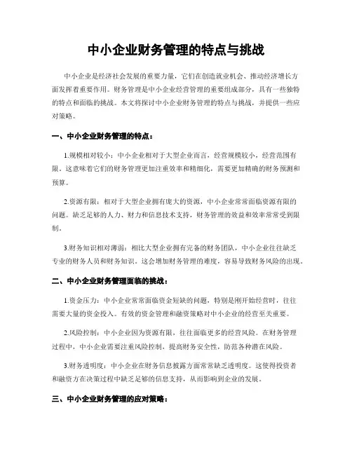 中小企业财务管理的特点与挑战
