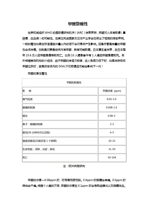 甲醛致癌性