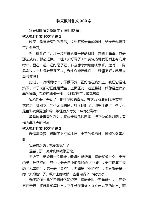 秋天枫叶作文300字（通用52篇）