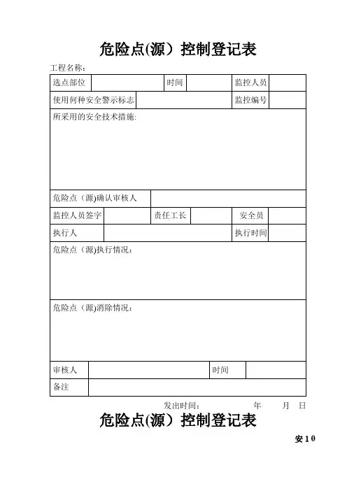 危险源控制登记表(有填写范例)