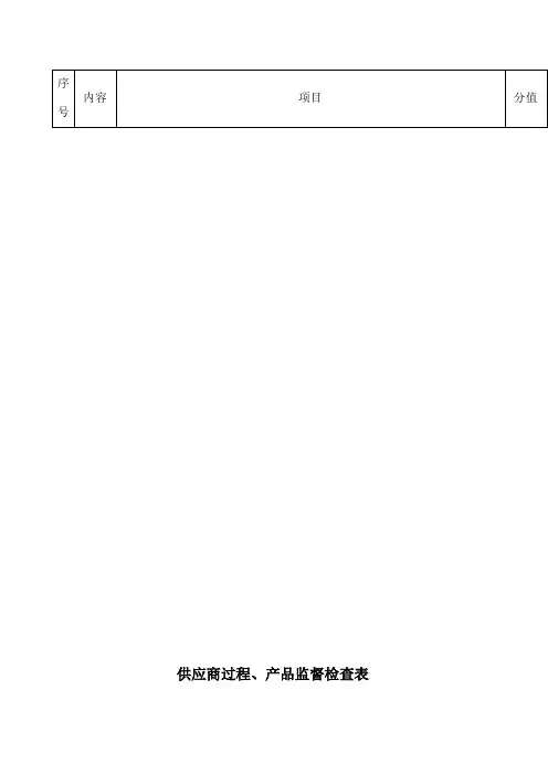 供应商过程产品监督检查表