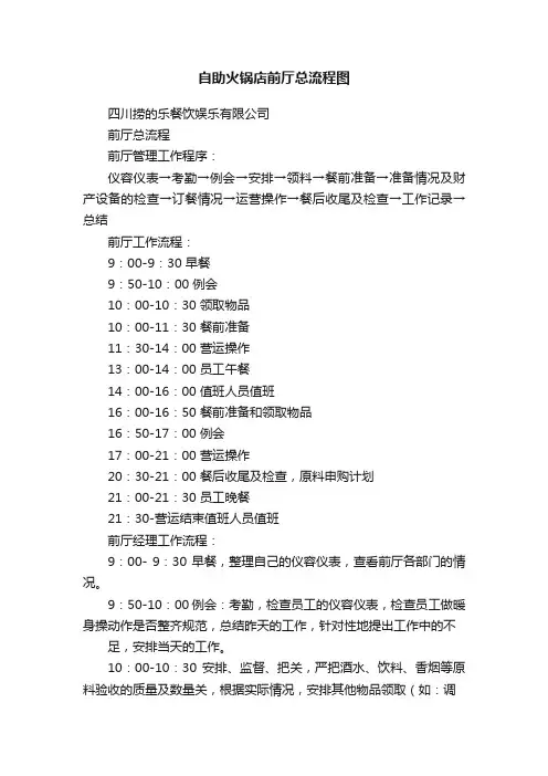 自助火锅店前厅总流程图