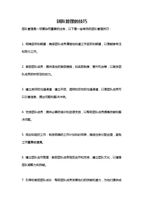 团队管理的技巧