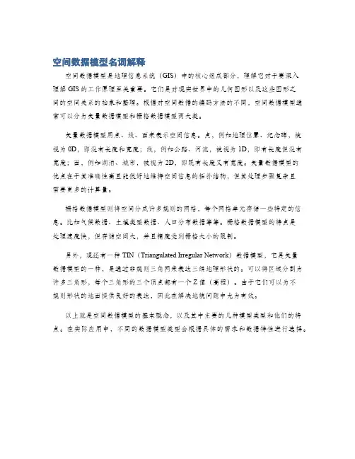 空间数据模型名词解释
