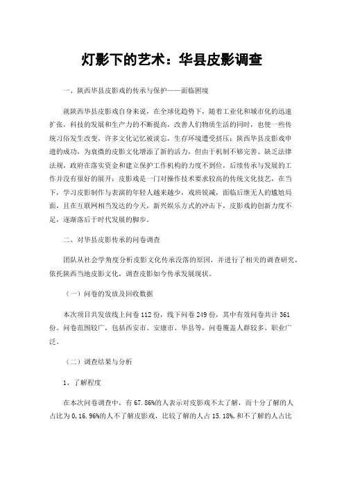 灯影下的艺术：华县皮影调查