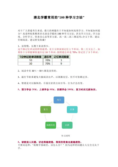 清北学霸常用的“100种学习方法”