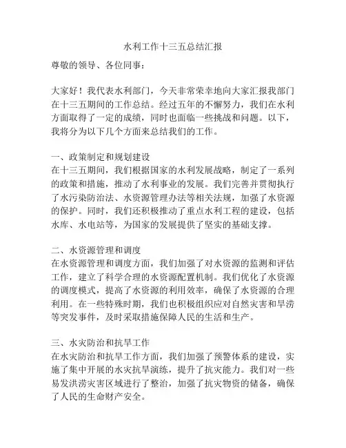 水利工作十三五总结汇报