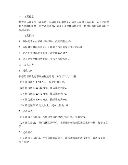服装销售阶梯提成方案