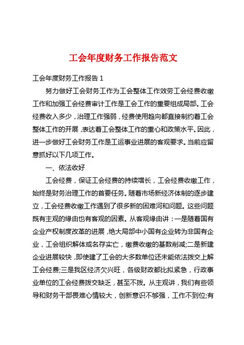 工会年度财务工作报告范文