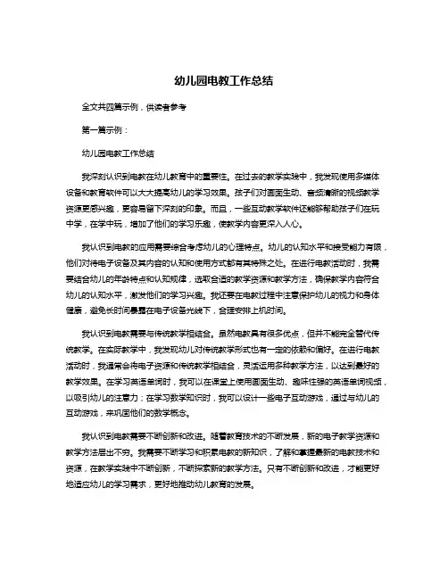 幼儿园电教工作总结