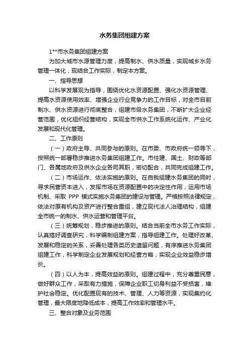 水务集团组建方案