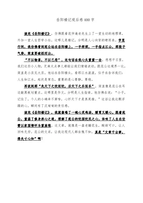 岳阳楼记观后感400字