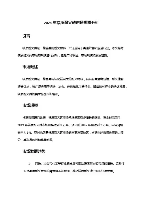 2024年镁质耐火砖市场规模分析