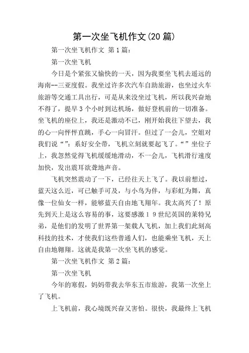 第一次坐飞机作文(20篇)
