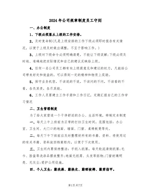 2024年公司规章制度员工守则（二篇）