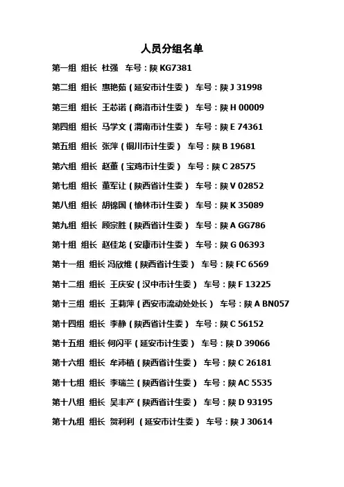 人员分组名单