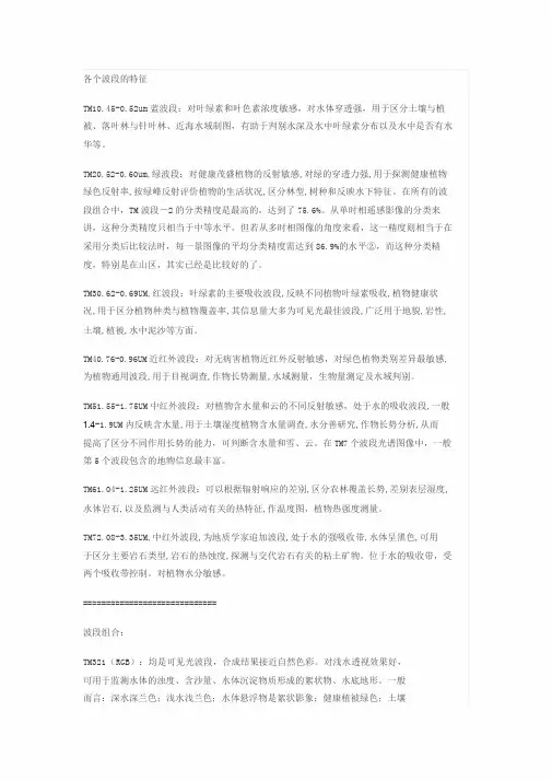 各个波段的特征