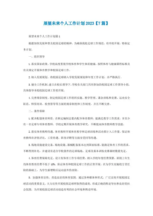 展望未来个人工作计划2023【7篇】