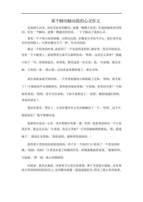那个瞬间触动我的心灵作文